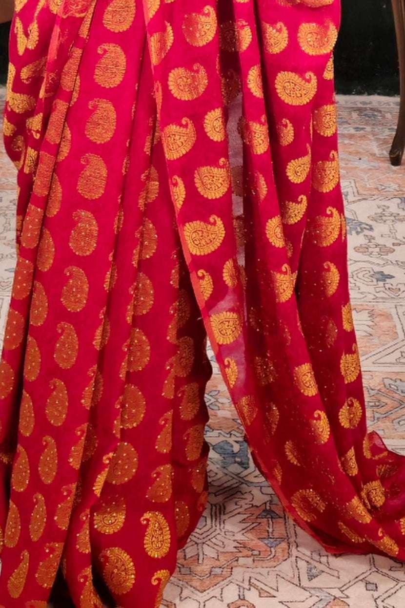 Magenta Banarsi Saree (Outside Ontario) - myethnicrentals
