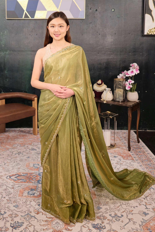 Sage crystal Green Saree (Outside Ontario) - myethnicrentals