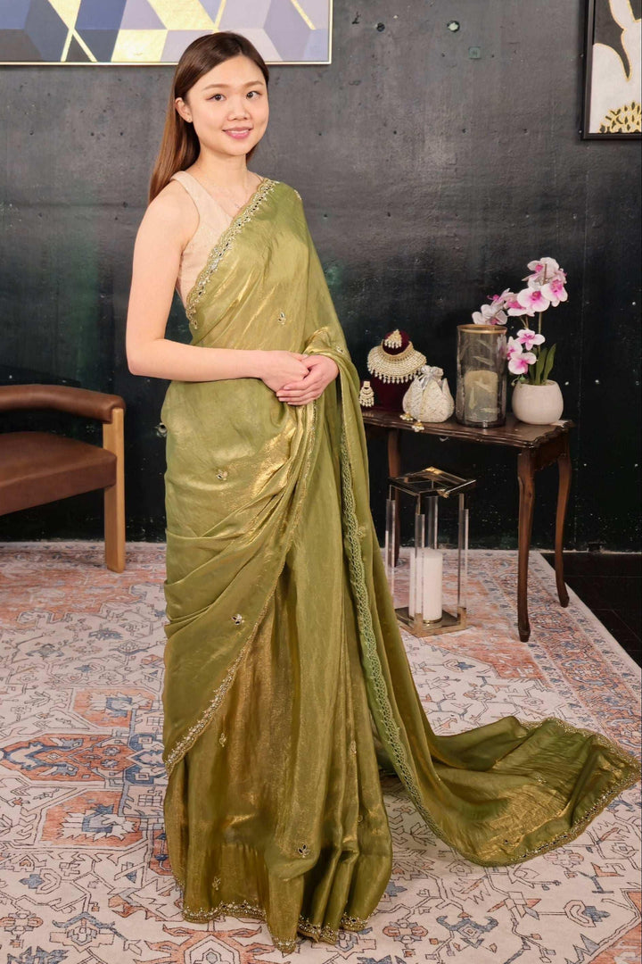 Sage crystal Green Saree (Outside Ontario) - myethnicrentals