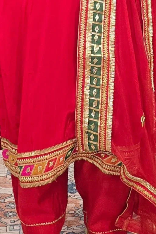 Red embroidered Salwar Kameez - myethnicrentals