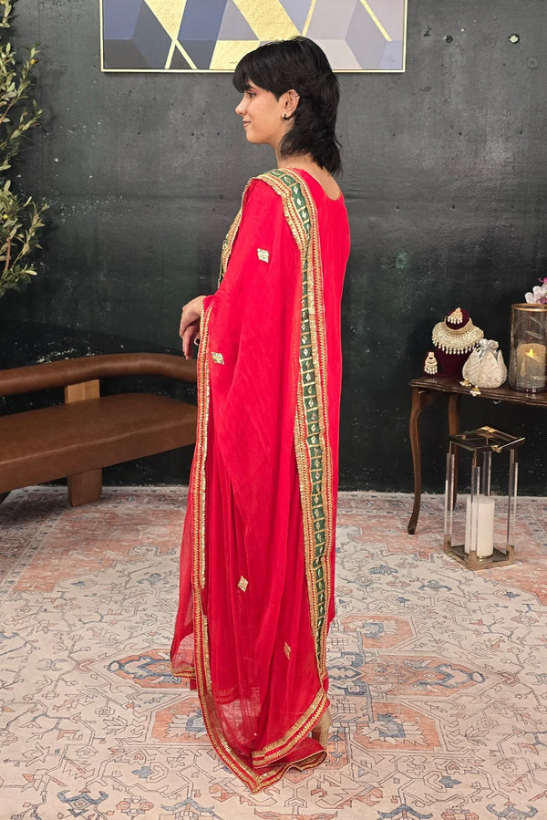 Red embroidered Salwar Kameez - myethnicrentals