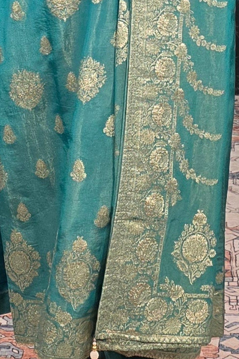 Turquoise Green Chanderi Silk Salwar Kameez
