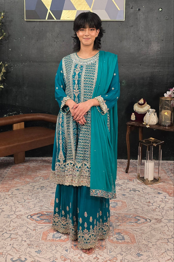 Green swarovski georgette Salwar Kameez (Outside Ontario)