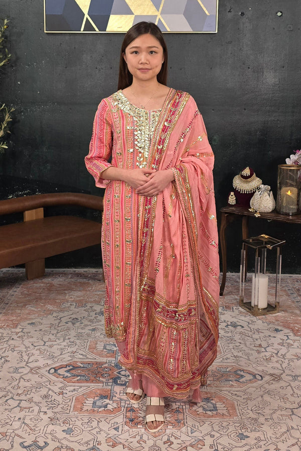 Soft Pink Gerogette Gotta Patti Salwar Kameez