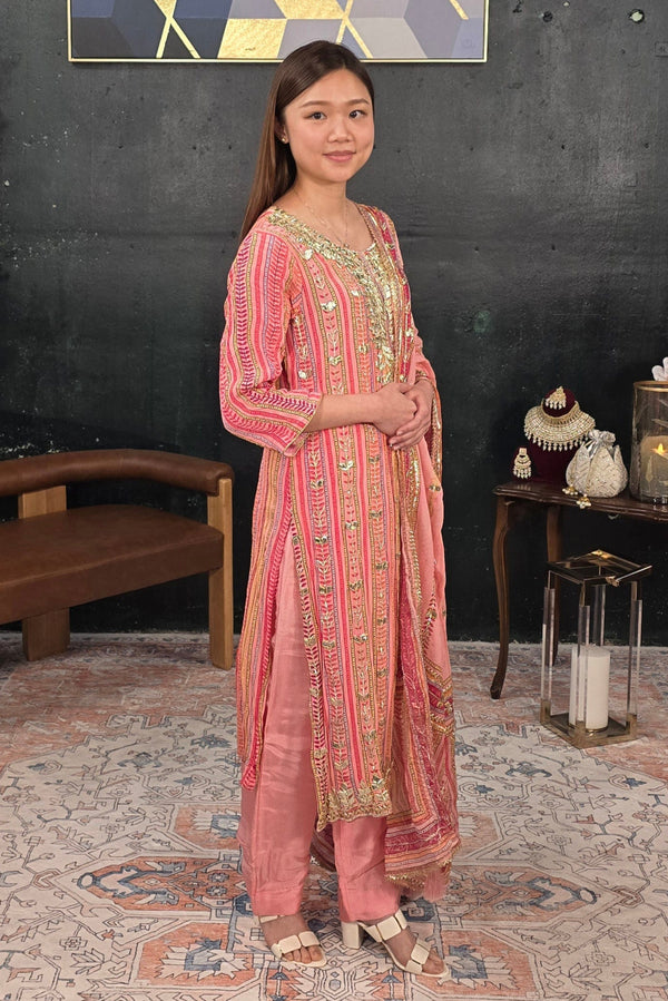 Soft Pink Gerogette Gotta Patti Salwar Kameez