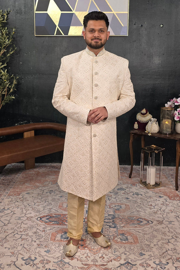 Soft Pink Floral Embroidered Sherwani