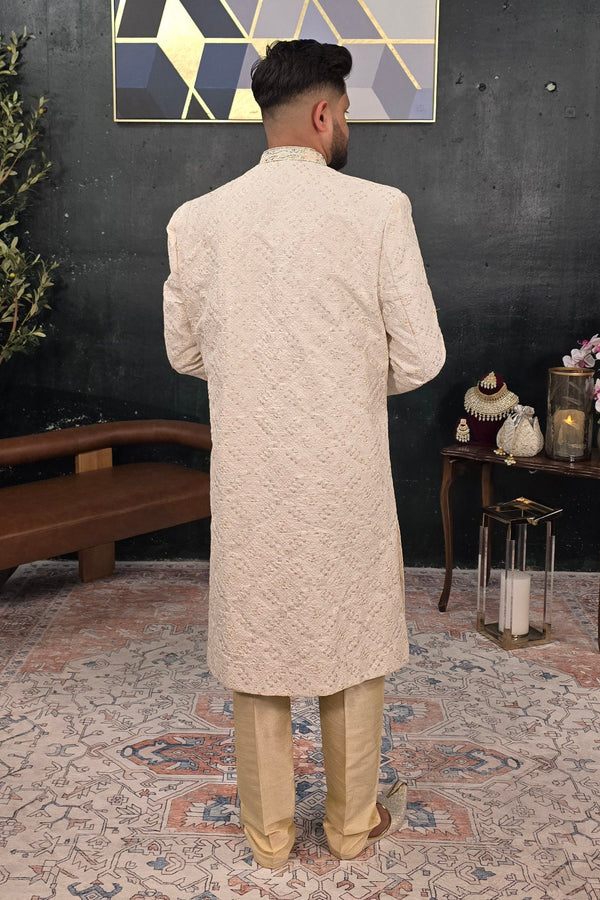 Soft Pink Floral Embroidered Sherwani