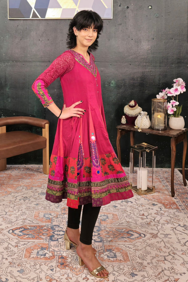 Magenta Pink Malai Embroidered Salwar Kameez