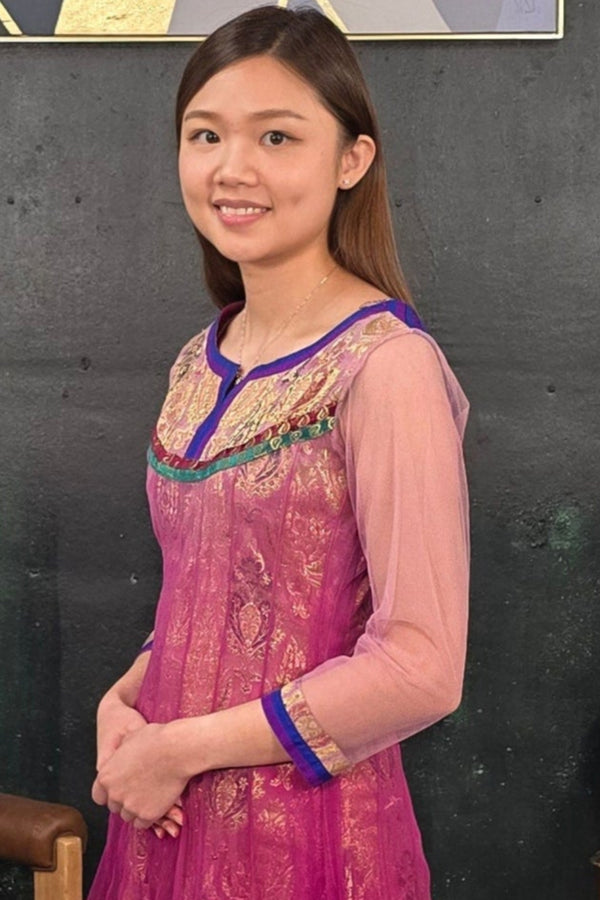 Purple Brocade Churidar Salwar Kameez