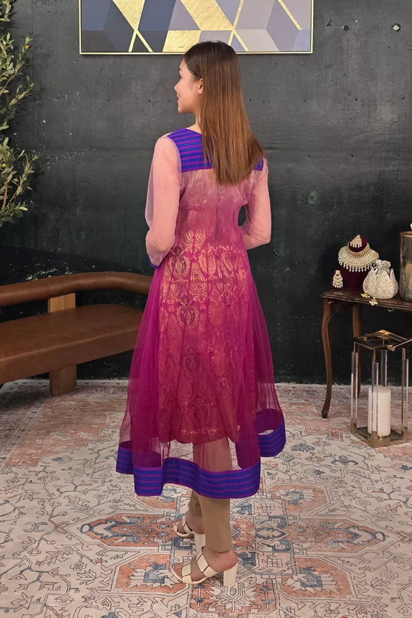 Purple Brocade Churidar Salwar Kameez