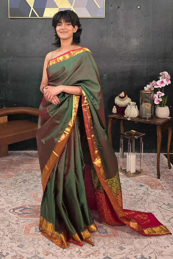 Banarasi Kanjivaram Royal Green Saree