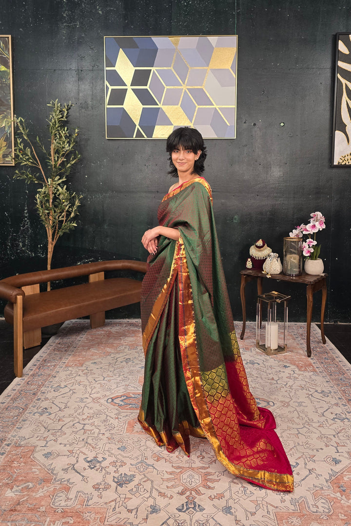 Banarasi Kanjivaram Royal Green Saree