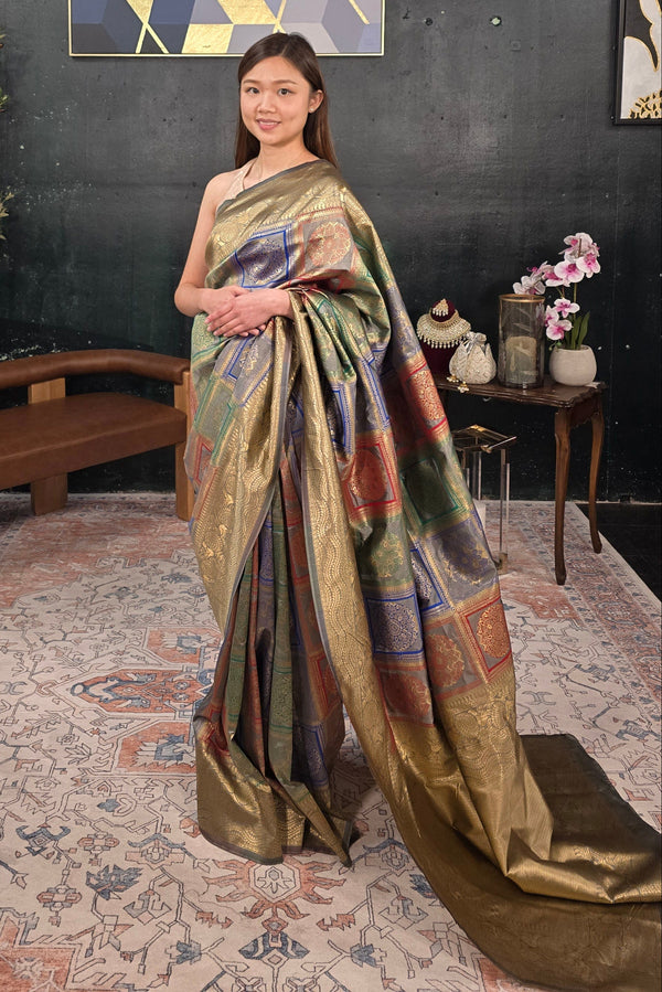 Grey Banarasi Saree