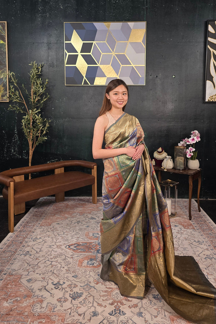 Grey Banarasi Saree