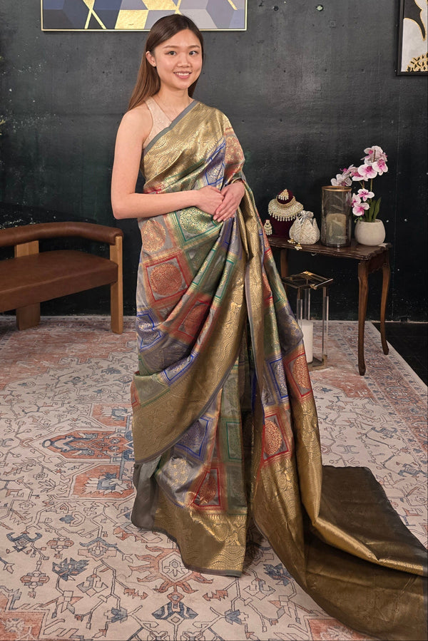 Grey Banarasi Saree