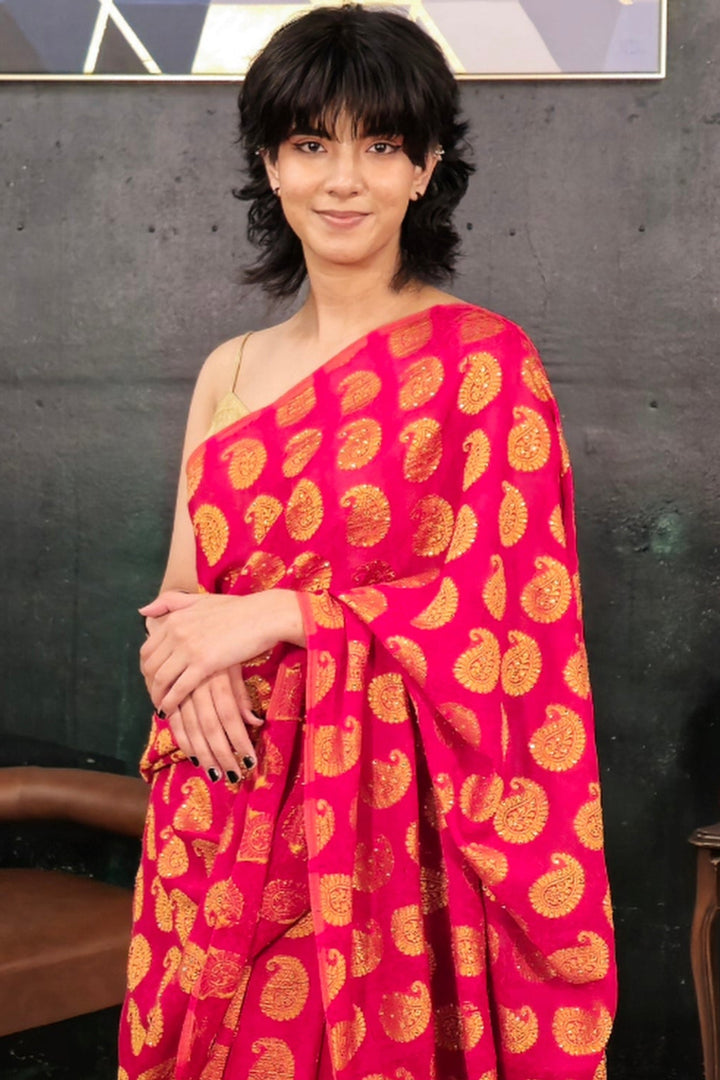 Magenta Banarsi Saree