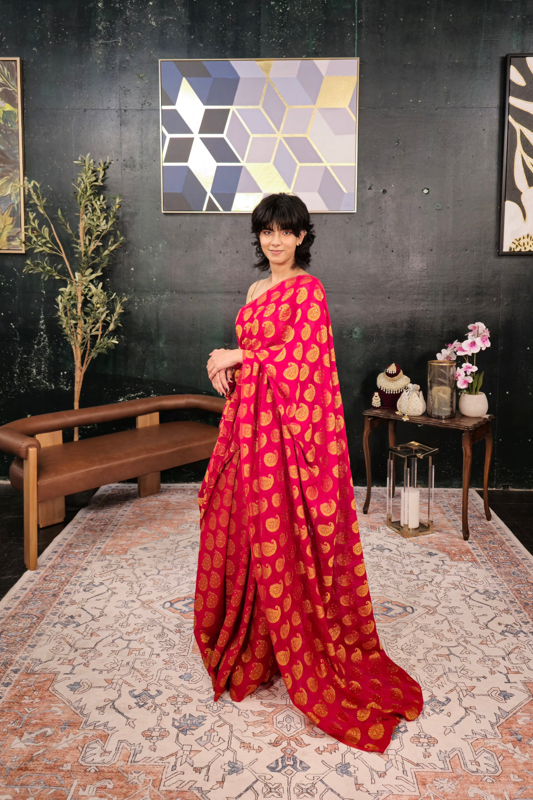 Magenta Banarsi Saree