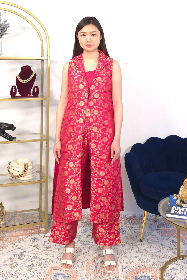 Pink Sleeveless Fusion Set (Outside Ontario) - myethnicrentals