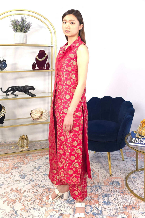 Pink Sleeveless Fusion Set (Outside Ontario) - myethnicrentals