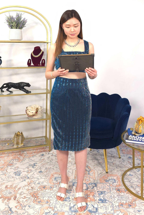 Blue Skirt Fusion Set (Outside Ontario) - myethnicrentals