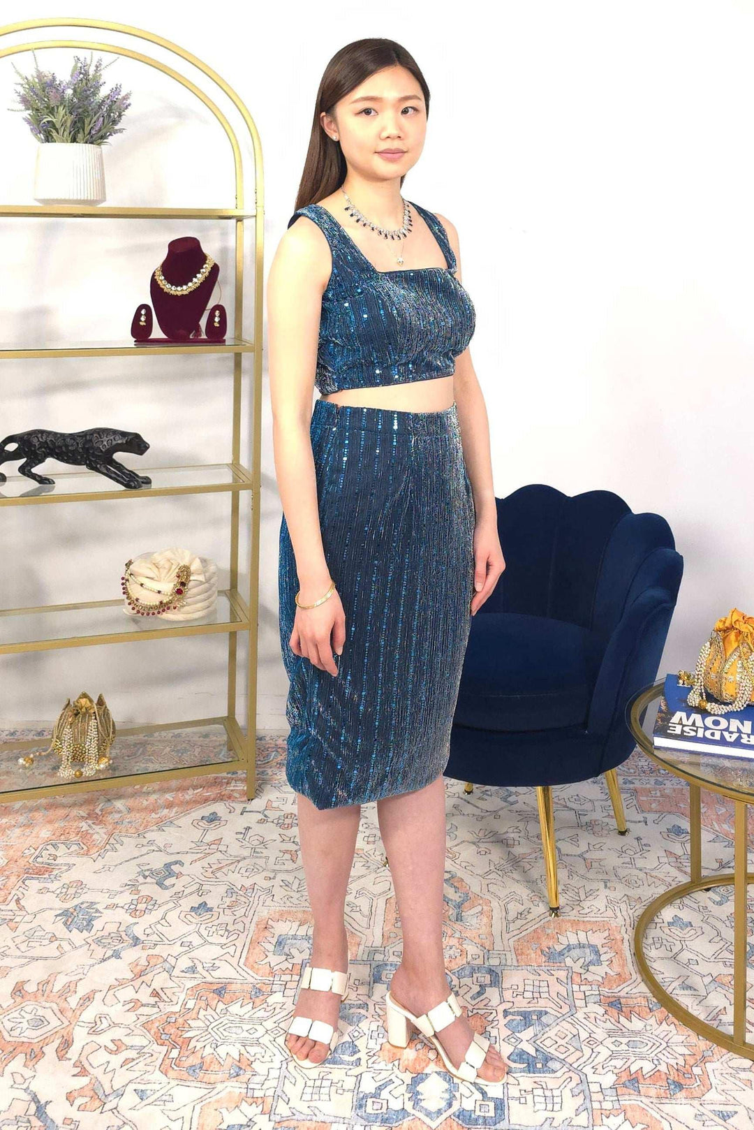 Blue Skirt Fusion Set (Outside Ontario) - myethnicrentals