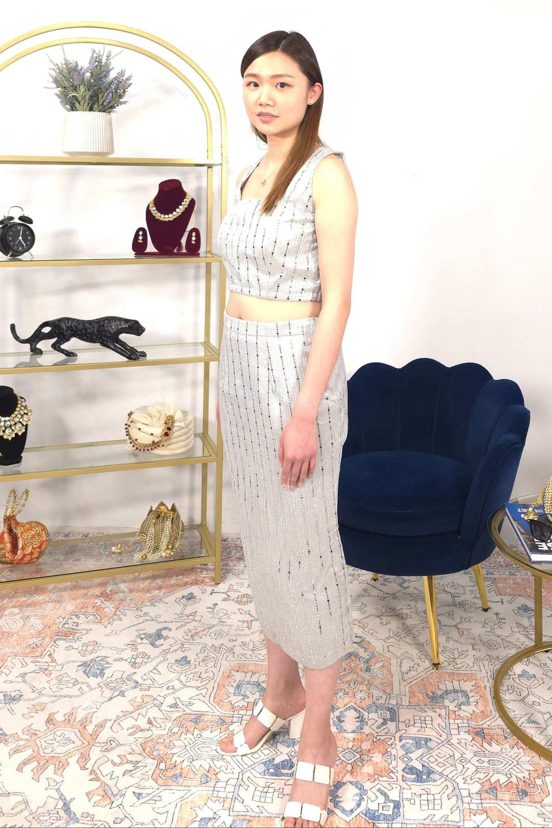 Silver Skirt Fusion Set (Outside Ontario) - myethnicrentals