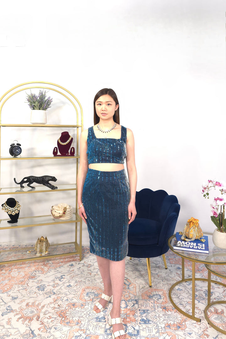 Blue Skirt Fusion Set