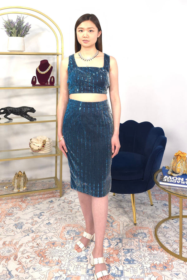 Blue Skirt Fusion Set