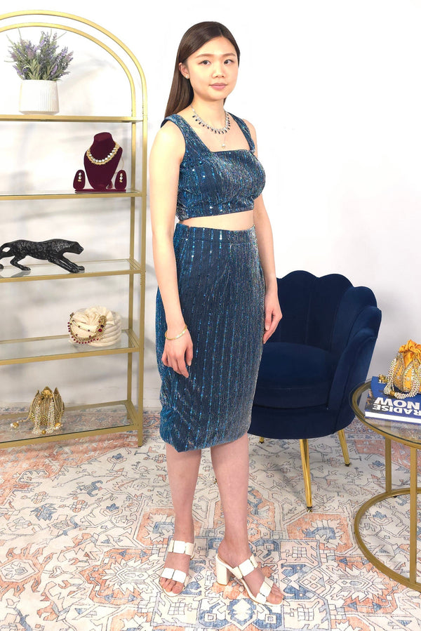 Blue Skirt Fusion Set