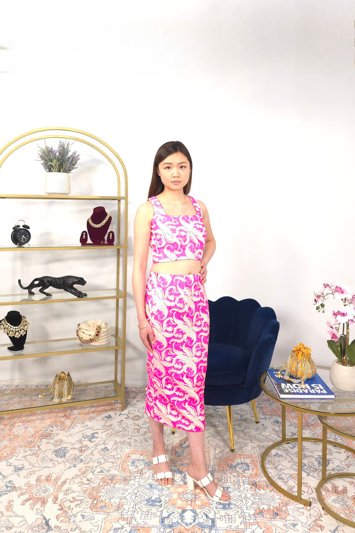 Pink Long Skirt Fusion Set