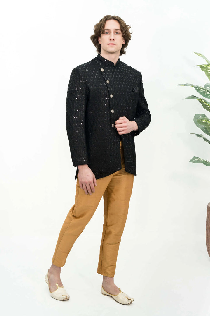 Black Sequinned Indo-Western Set (Size 36) (Outside Ontario) - myethnicrentals