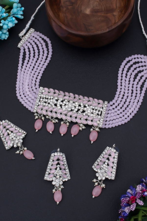 Pink beads Jewellery Set