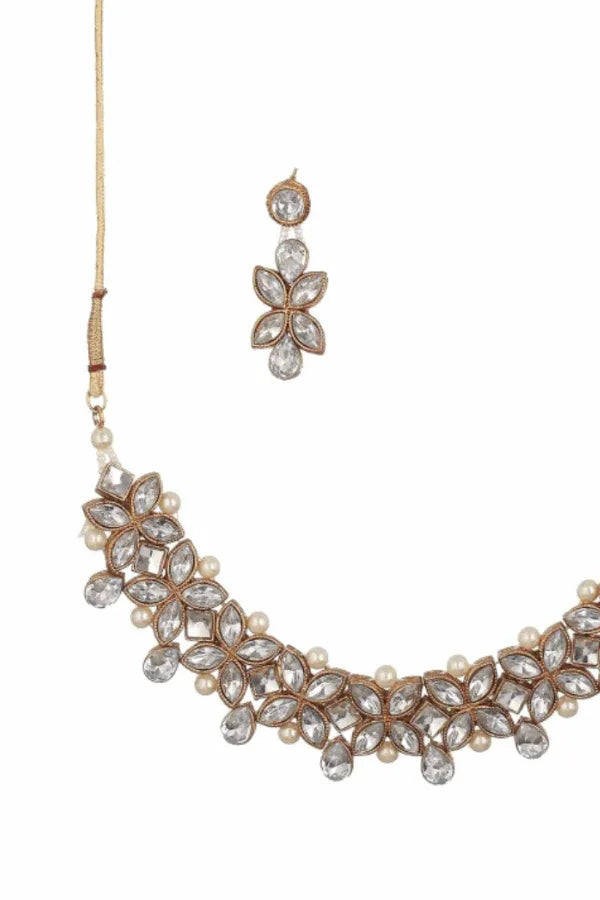 White Crystal-Pearl Jewellery Set (SET 2) (Outside Ontario) - myethnicrentals