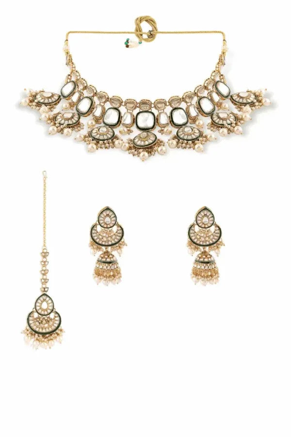 Big Polka Kundan Jewellery Set (Outside Ontario) - myethnicrentals