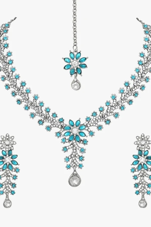 Blue floral Jewellery Set (Outside Ontario) - myethnicrentals