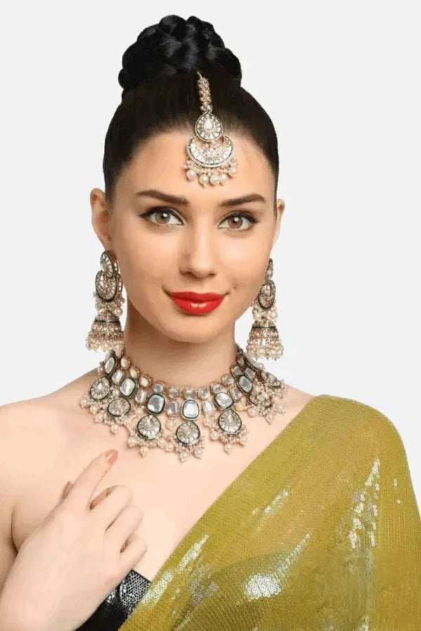 Big Polka Kundan Jewellery Set (Outside Ontario) - myethnicrentals