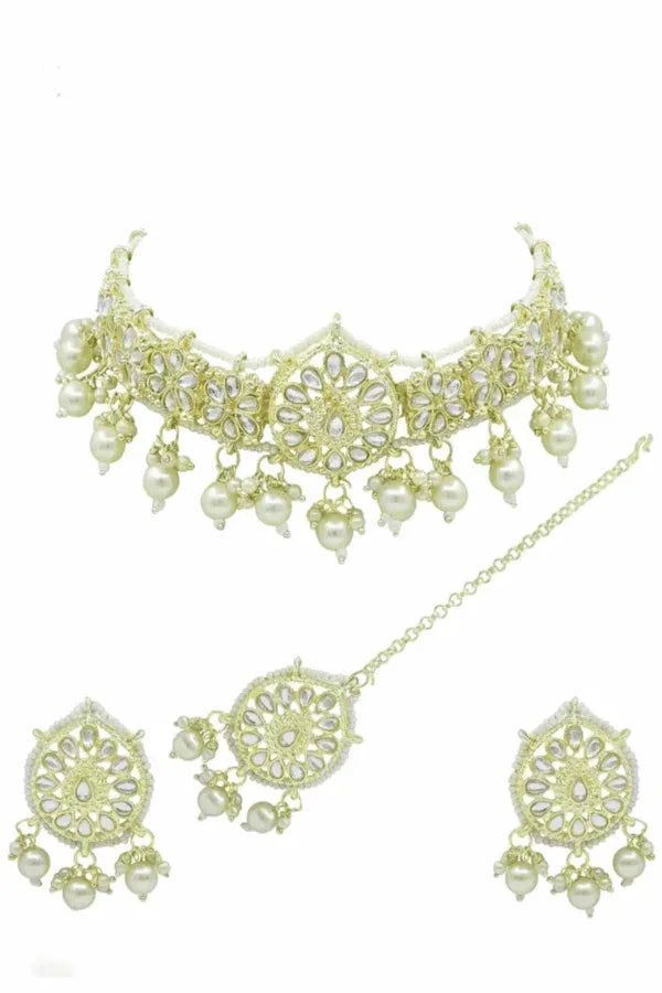 Golden Crystal dew drop Jewellery Set (Outside Ontario) - myethnicrentals