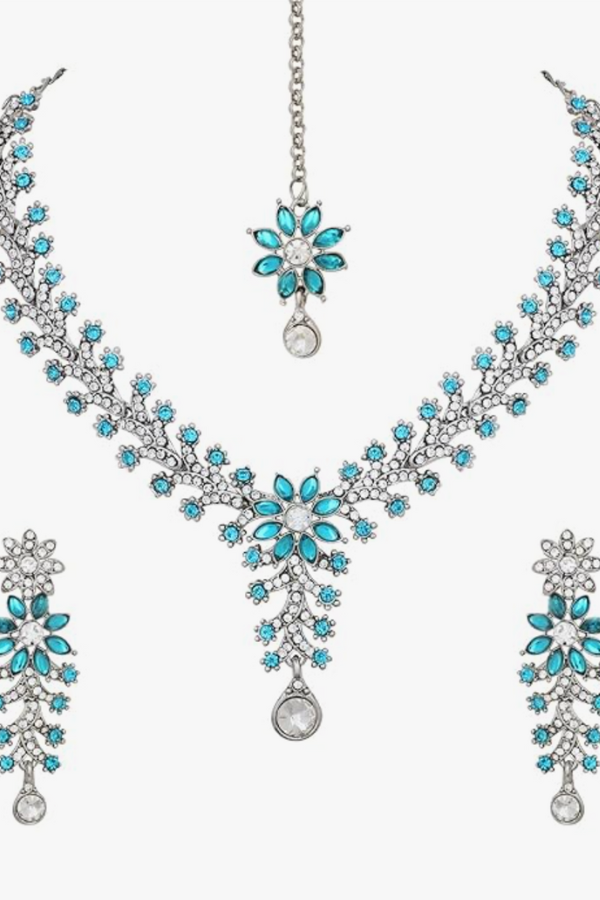 Blue floral Jewellery Set