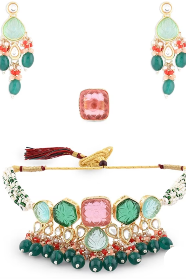 Rose Emerald Stone Jewellery set