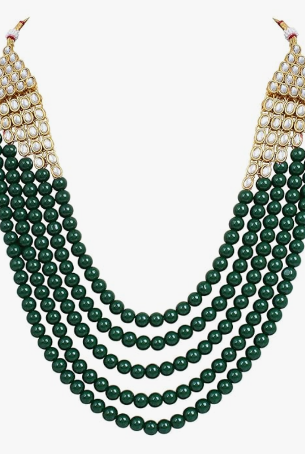 Men - Gold-Plated Green Jewellery Set