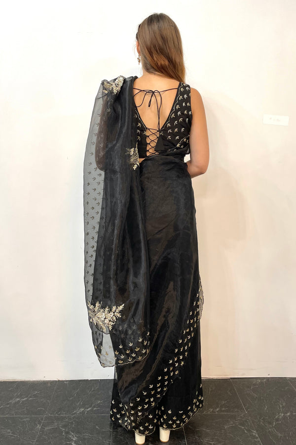 Glass tissue Black Saree