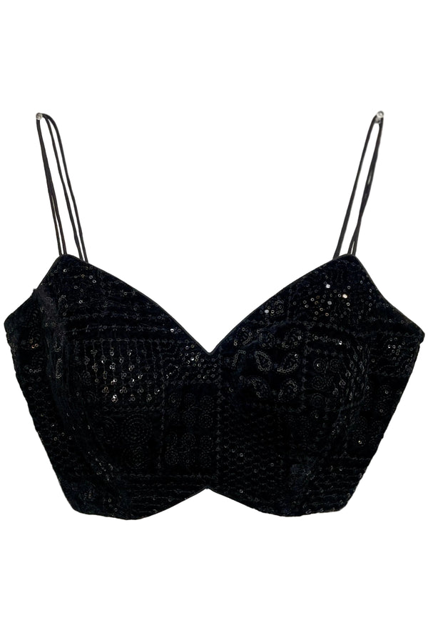 Black Sequin Crop Top