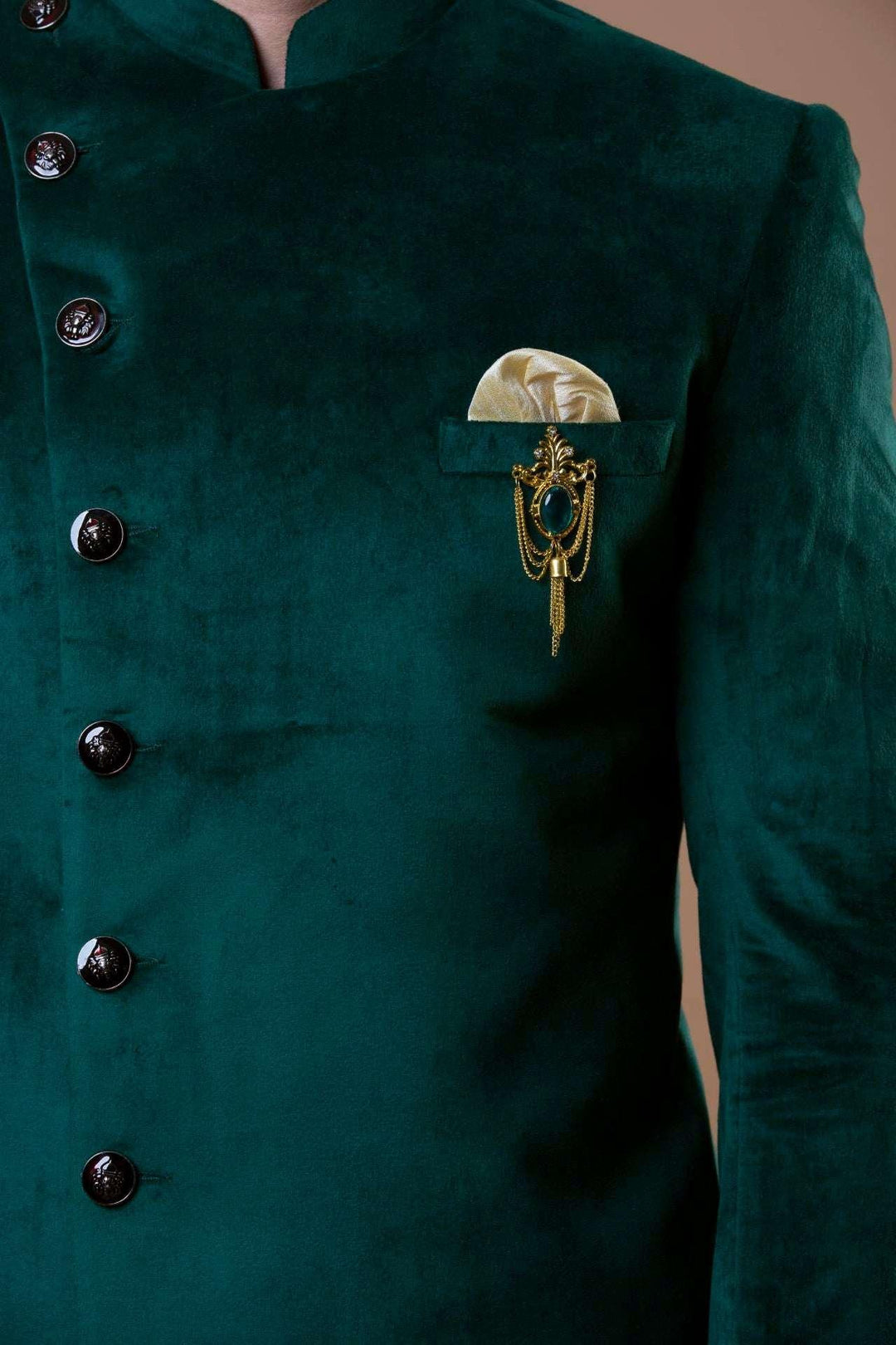 Royal Green Asymmetric Indo Western Set (Outside Ontario) - myethnicrentals