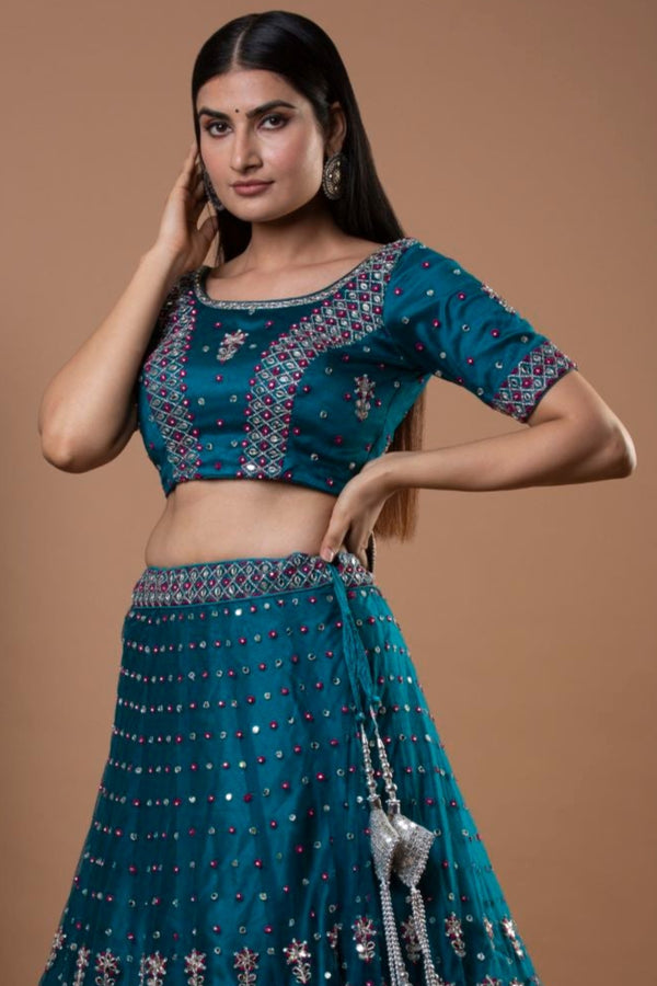 GLIMMERING MIRROR WORK LEHENGA