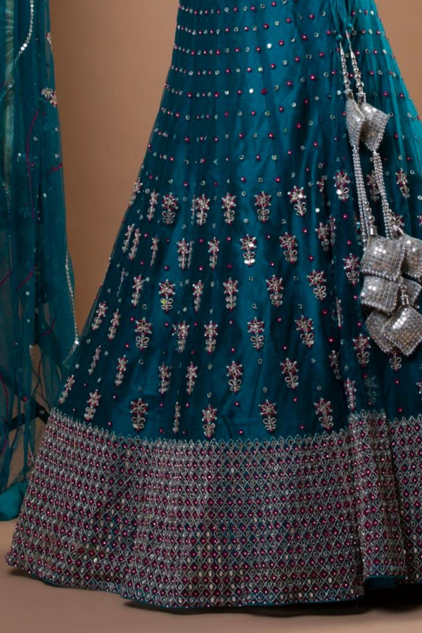 GLIMMERING MIRROR WORK LEHENGA
