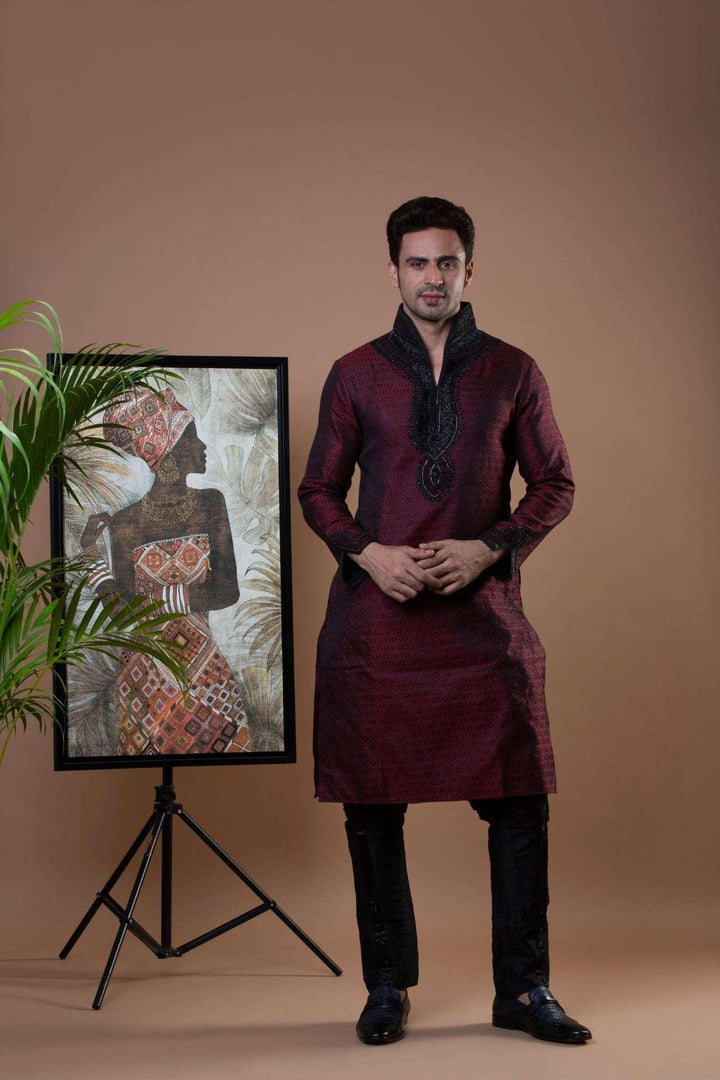 Maroon Modern Kurta (Outside Ontario) - myethnicrentals