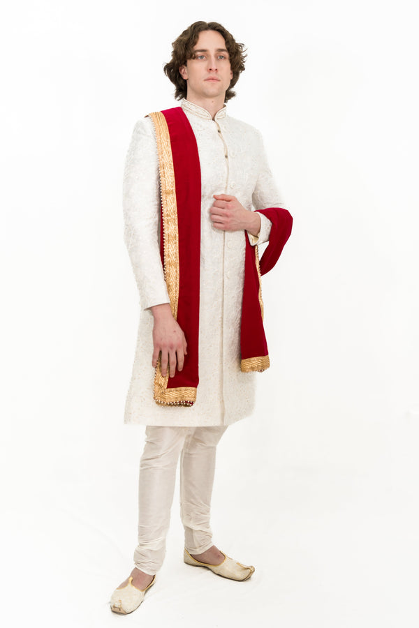 White silver Embroidered Sherwani