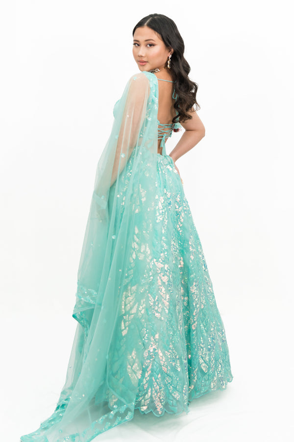Ice Blue Sequined Lehenga