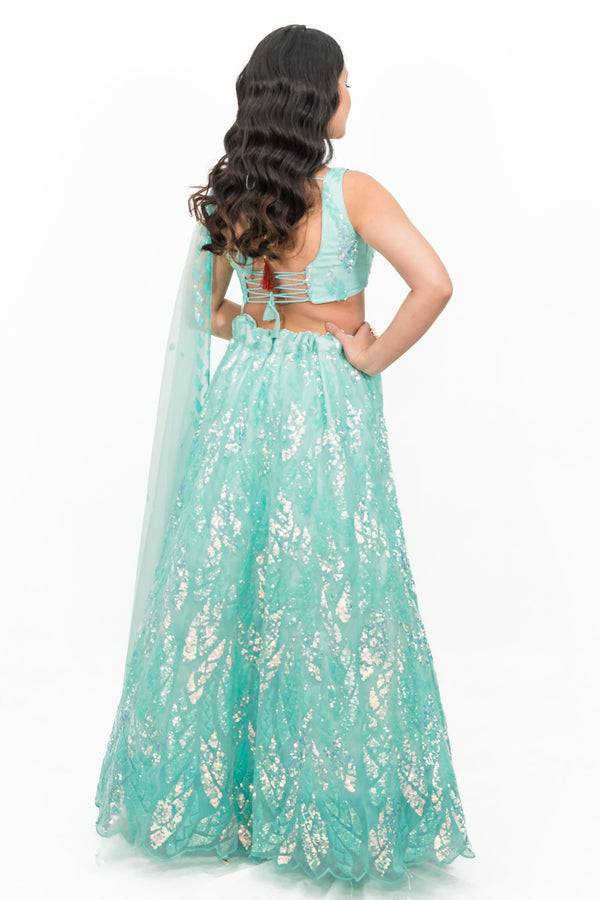 Ice Blue Sequined Lehenga