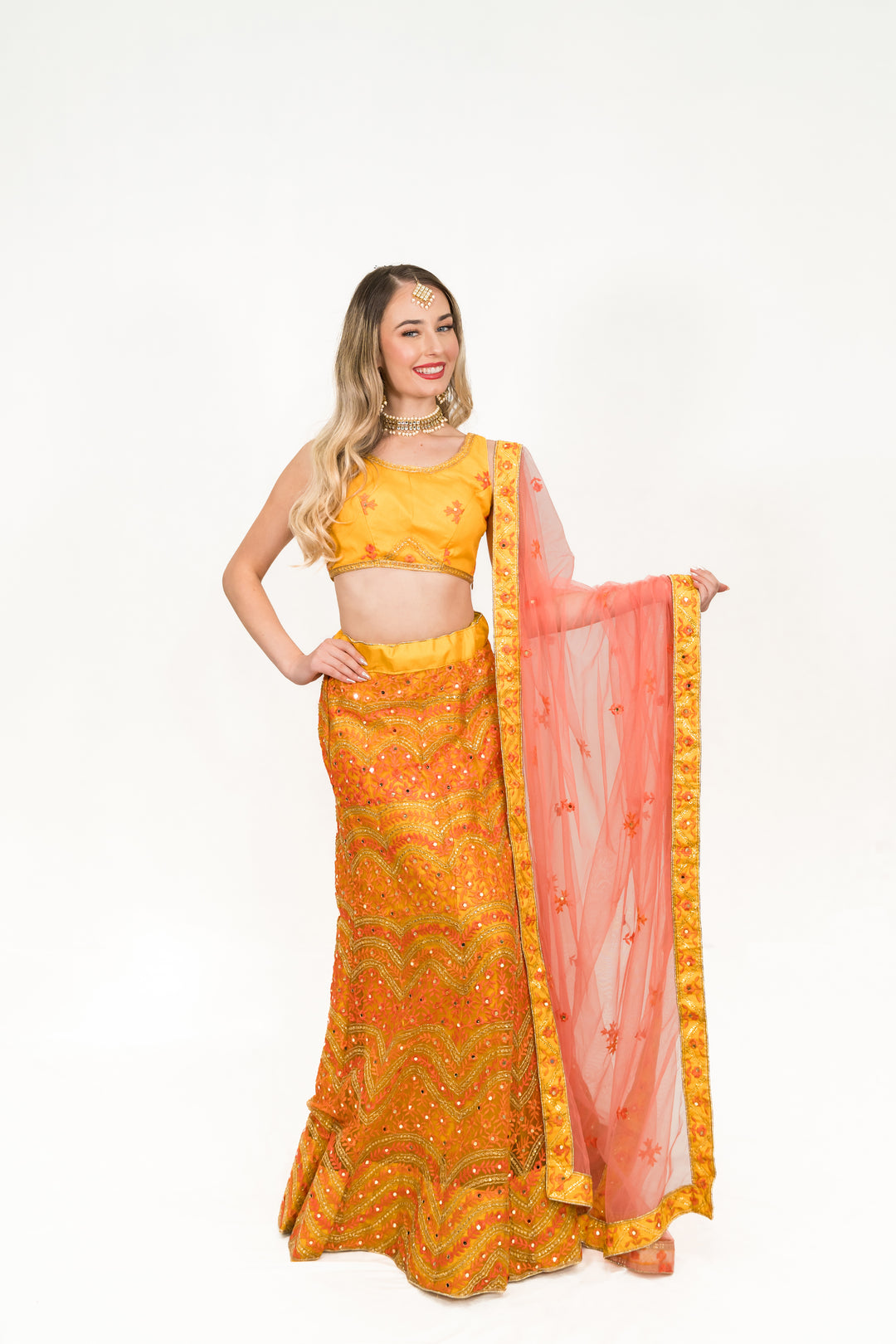 Mustard Yellow Sequined lehenga